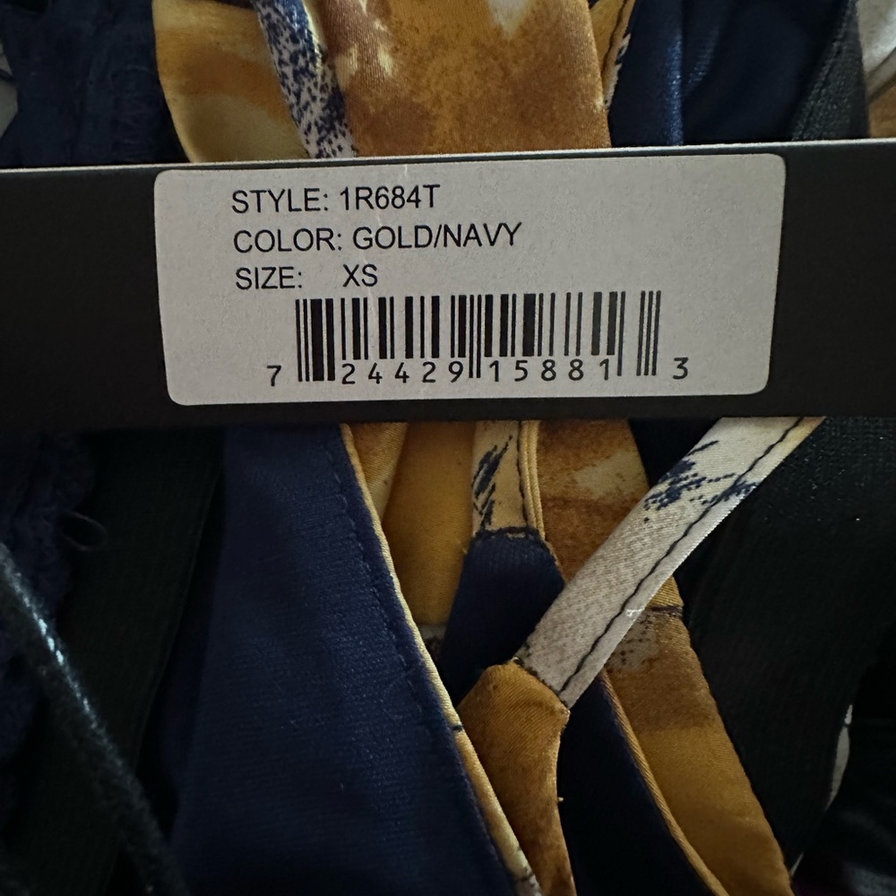 NET NICOLE MILLER 
YORK Gold/Navy Satin Floral Maxi - Picture 3 of 3